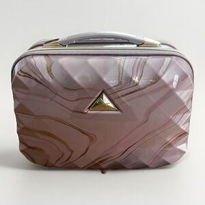 Triforce Pink Gold Marble Hard Shell Case Makeup Cosmetic Travel Bag Strap